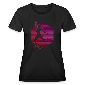 Damen Fussballspielen Fussball Fussballspieler - Frauen Funktions-T-Shirt - Schwarz - Vorne - AI Model Female 172 light (172cm)
