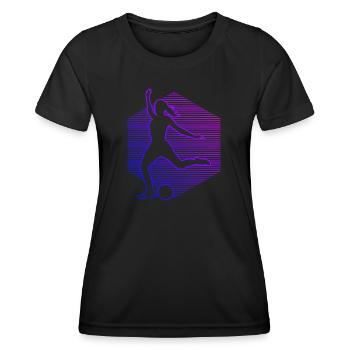 Fussballspielen Herren Fussballer Fussballspieler - Frauen Funktions-T-Shirt - Schwarz - Vorne - AI Model Female 172 light (172cm)