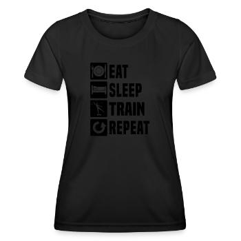 Aerobic Fitnesstraining Aerobic Aerobic Fitness - Frauen Funktions-T-Shirt - Schwarz - Vorne - AI Model Female 172 light (172cm)