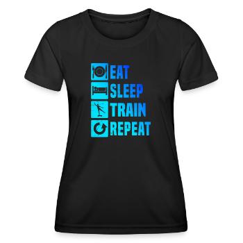 Aérobic, gymnastique physique, aérobic, fitness - T-shirt sport Femme - noir - Devant - AI Model Female 172 light (172cm)