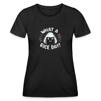 Onigiri souriant - T-shirt sport Femme - noir - Devant - AI Model Female 172 light (172cm)