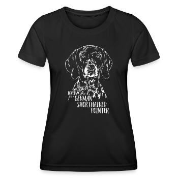 Loved by a German Shorthaired Pointer Hundespruch - Frauen Funktions-T-Shirt - Schwarz - Vorne - AI Model Female 172 light (172cm)