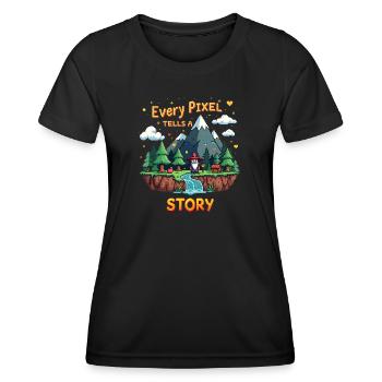 Chaque pixel raconte une histoire - Retro Gaming - T-shirt sport Femme - noir - Devant - AI Model Female 172 light (172cm)