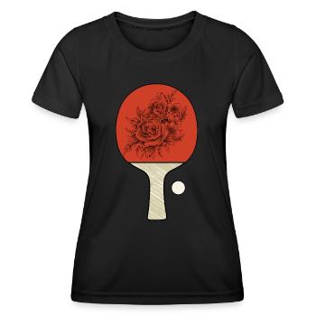 Table Tennis Outfit Women Flowers - Women's Functional T-Shirt - black - Front - AI Model Female 172 light (172cm)