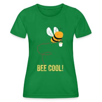 Bee Cool Plant Insekten Imkerei lustige Zitate - Frauen Funktions-T-Shirt - Kelly Green - Vorne - AI Model Female 172 dark (172cm)