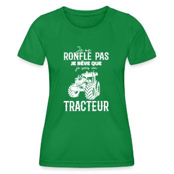 Je ne ronfle pas je rêve que je suis un tracteur - T-shirt sport Femme - vert - Devant - AI Model Female 172 dark (172cm)