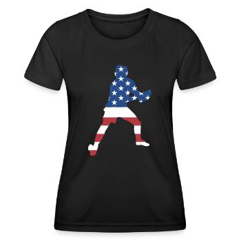 Sport Us Flag Ultimate Frisbee - T-shirt sport Femme - noir - Devant - AI Model Female 172 light (172cm)