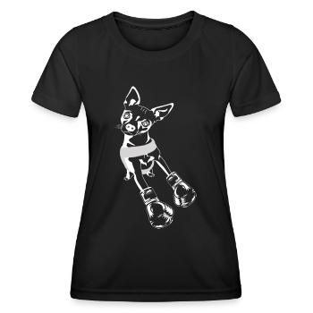 Boxer Chihuahua Hund sucht nach sparring Partner - Frauen Funktions-T-Shirt - Schwarz - Vorne - AI Model Female 172 light (172cm)