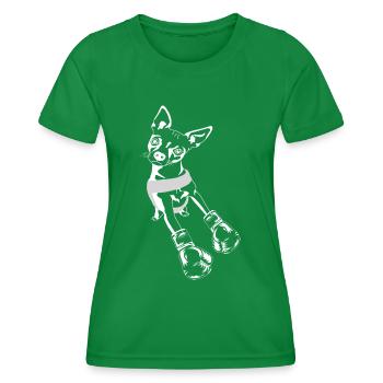 Boxer Chihuahua chien à la recherche d’un sparring partner - T-shirt sport Femme - vert - Devant - AI Model Female 172 dark (172cm)