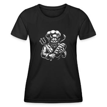Teufel mit Bäckermütze - teuflisch guter Bäcker - Frauen Funktions-T-Shirt - Schwarz - Vorne - AI Model Female 172 light (172cm)