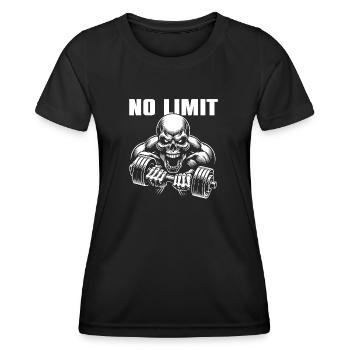 No Limit Hard Workout Skull with Dumbbell - Women's Functional T-Shirt - black - Front - AI Model Female 172 light (172cm)