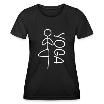 Exercice de yoga pour une séance d’entraînement - T-shirt sport Femme - noir - Devant - AI Model Female 172 light (172cm)