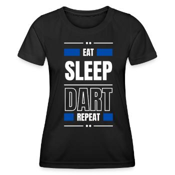 eat sleep dart repeat gift idea saying - Women's Functional T-Shirt - black - Front - AI Model Female 172 light (172cm)