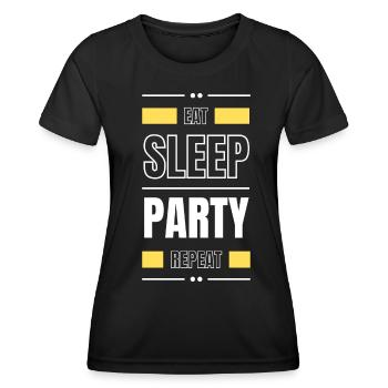 manger la fête du sommeil répéter l’idée de cadeau en disant danser - T-shirt sport Femme - noir - Devant - AI Model Female 172 light (172cm)