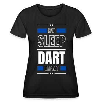manger dormir fléchette répéter l’idée cadeau en disant - T-shirt sport Femme - noir - Devant - AI Model Female 172 light (172cm)