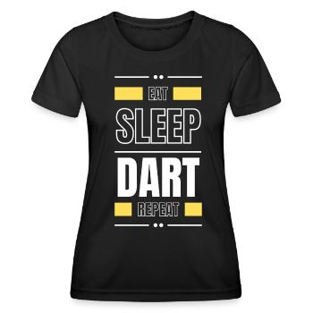 eat sleep dart repeat gift idea saying - Women's Functional T-Shirt - black - Front - AI Model Female 172 light (172cm)