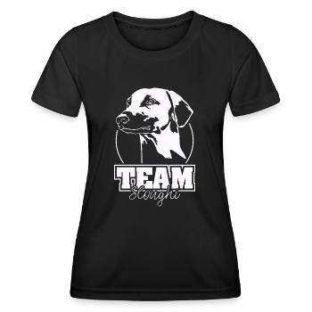 TEAM SLOUGHI Hunde Windhunde Wilsigns - Frauen Funktions-T-Shirt - Schwarz - Vorne - AI Model Female 172 light (172cm)