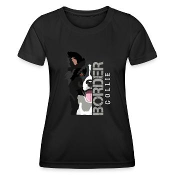 Border Collie Colli Motif Drawing - Women's Functional T-Shirt - black - Front - AI Model Female 172 light (172cm)