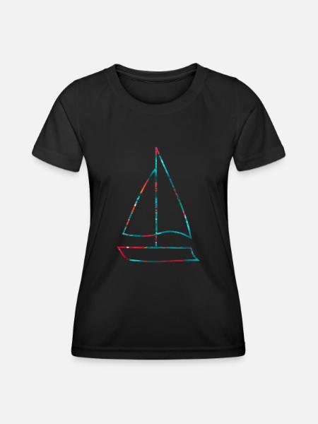 Boot Segelboot - Frauen Funktions-T-Shirt - Schwarz