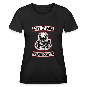 Culturisme Sons of Pain - Chapitre de pompage - T-shirt sport Femme - noir - Devant - AI Model Female 172 light (172cm)