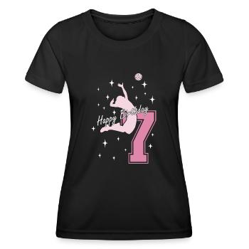 7. Geburtstag Volleyball Volleyballspielerin - Frauen Funktions-T-Shirt - Schwarz - Vorne - AI Model Female 172 light (172cm)