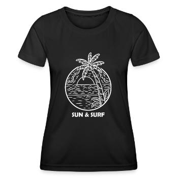 Surfing Surfboard Surfer Geschenkidee - Frauen Funktions-T-Shirt - Schwarz - Vorne - AI Model Female 172 light (172cm)