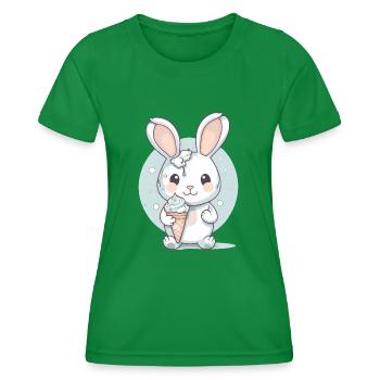 Gâterie estivale : Lapin avec crème glacée - T-shirt sport Femme - vert - Devant - AI Model Female 172 dark (172cm)