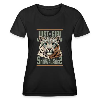 Nur ein Mädchen, das Schneeflocken liebt, Schneeleopard - Frauen Funktions-T-Shirt - Schwarz - Vorne - AI Model Female 172 light (172cm)