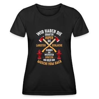 Feuerwehr große Hupen Lange Schläuche - Frauen Funktions-T-Shirt - Schwarz - Vorne - AI Model Female 172 light (172cm)