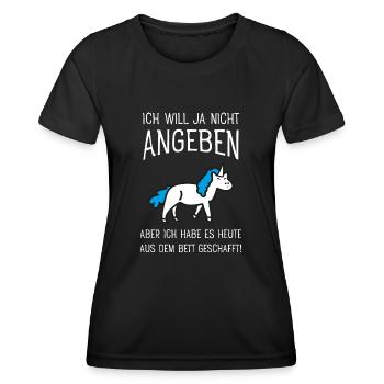 Ich Will Ja Nicht Angeben - Einhorn Morgenmuffel - Frauen Funktions-T-Shirt - Schwarz - Vorne - AI Model Female 172 light (172cm)