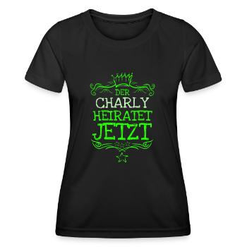 Célibataire Charly - T-shirt sport Femme - noir - Devant - AI Model Female 172 light (172cm)