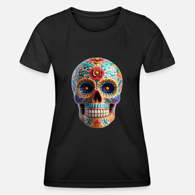Sugar Skull - Women's Functional T-Shirt - black