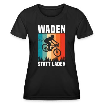 Waden statt Laden Rennrad Radsport Spruch Sprüche - Frauen Funktions-T-Shirt - Schwarz - Vorne - AI Model Female 172 light (172cm)
