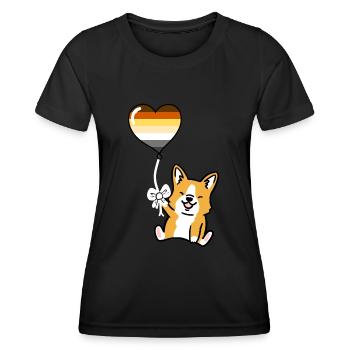 Corgi Herzballon Gay Bear Pride - Frauen Funktions-T-Shirt - Schwarz - Vorne - AI Model Female 172 light (172cm)