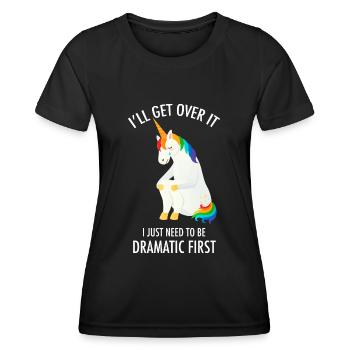 I'll Get Over It - Dramatic Unicorn Tears Cry - Women's Functional T-Shirt - black - Front - AI Model Female 172 light (172cm)