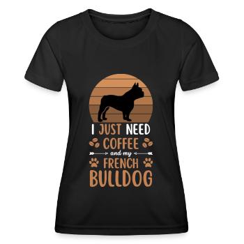 Bouledogue Français Café Retro Dog Cafe - T-shirt sport Femme - noir - Devant - AI Model Female 172 light (172cm)