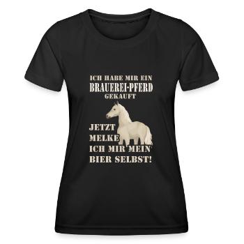 Brauereipferd - Frauen Funktions-T-Shirt - Schwarz - Vorne - AI Model Female 172 light (172cm)
