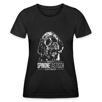 SPINONETASTISCH Spinone Italiano Spruch Hunde Hund - Frauen Funktions-T-Shirt - Schwarz - Vorne - AI Model Female 172 light (172cm)