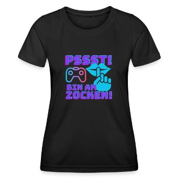 Pssst bin am zocken Gamer Geschenk - Frauen Funktions-T-Shirt - Schwarz - Vorne - AI Model Female 172 light (172cm)