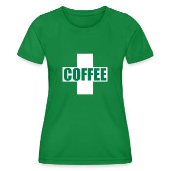 First Aid Coffee - Women's Functional T-Shirt - kelly green - Front - AI Model Female 172 dark (172cm)