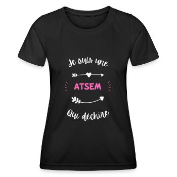 Je suis une atsem qui déchire - T-shirt sport Femme - noir - Devant - AI Model Female 172 light (172cm)