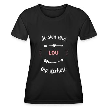 Je suis une Lou qui déchire - T-shirt sport Femme - noir - Devant - AI Model Female 172 light (172cm)