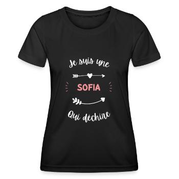 Je suis une Sofia qui déchire - T-shirt sport Femme - noir - Devant - AI Model Female 172 light (172cm)