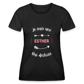 Je suis une Esther qui déchire - T-shirt sport Femme - noir - Devant - AI Model Female 172 light (172cm)