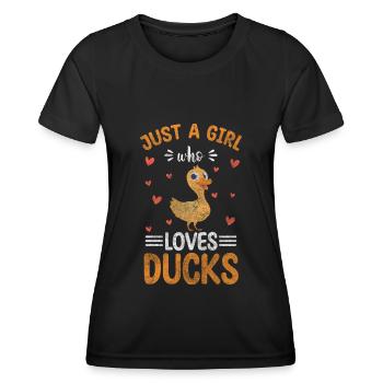 Ducklings Bathing Duck Swimming - Women's Functional T-Shirt - black - Front - AI Model Female 172 light (172cm)