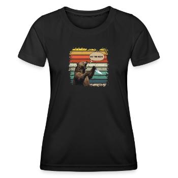 Eat The Rich! Roaring Bear | Anti Establishment - Women's Functional T-Shirt - black - Front - AI Model Female 172 light (172cm)