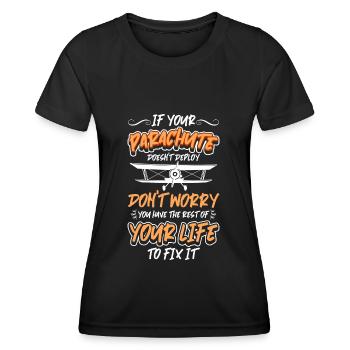 Parachutiste, Saut, Vol, Parapente - T-shirt sport Femme - noir - Devant - AI Model Female 172 light (172cm)