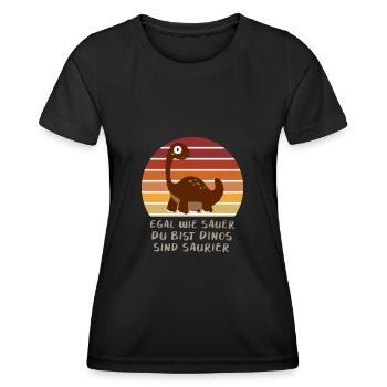 Dino Dinosaurier Trex Urzeit Geschenk - Frauen Funktions-T-Shirt - Schwarz - Vorne - AI Model Female 172 light (172cm)