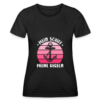 Segeln Mein Schiff Meine Regeln Seglerin Kapitänin - Frauen Funktions-T-Shirt - Schwarz - Vorne - AI Model Female 172 light (172cm)