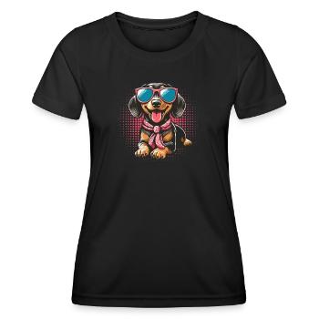 Cool stylish dachshund with sunglasses - Women's Functional T-Shirt - black - Front - AI Model Female 172 light (172cm)